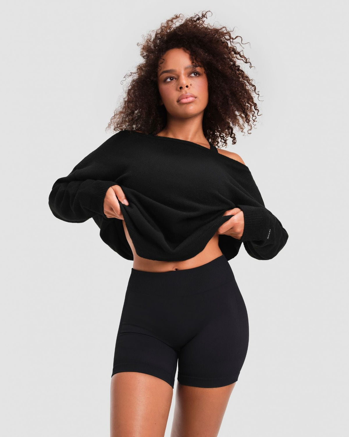The Essential Collection Off The Shoulder Wool Blend Sweater | Night Black