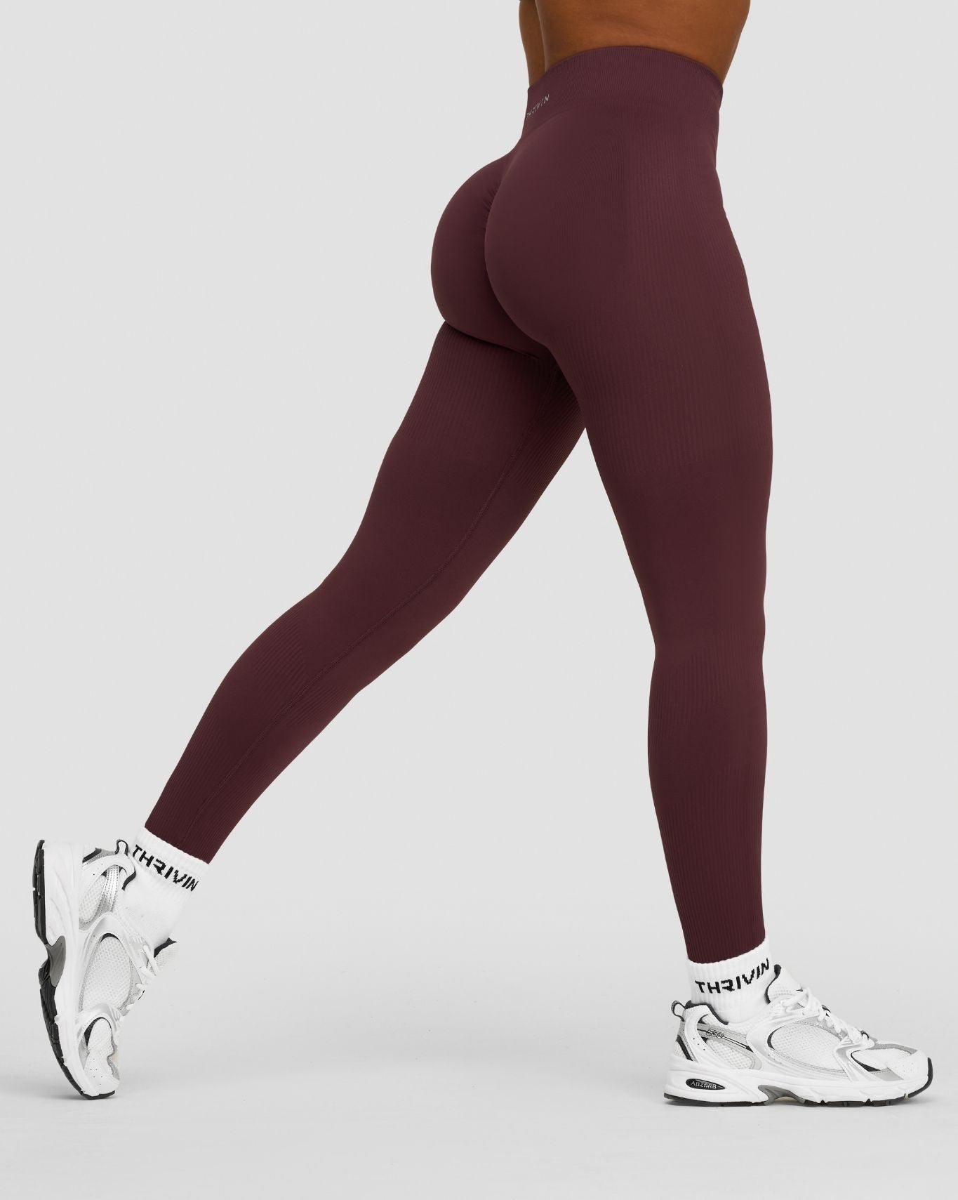 Sculpting Mid Waist Scrunch Bum Leggings - Dark Mauve | Thrivin