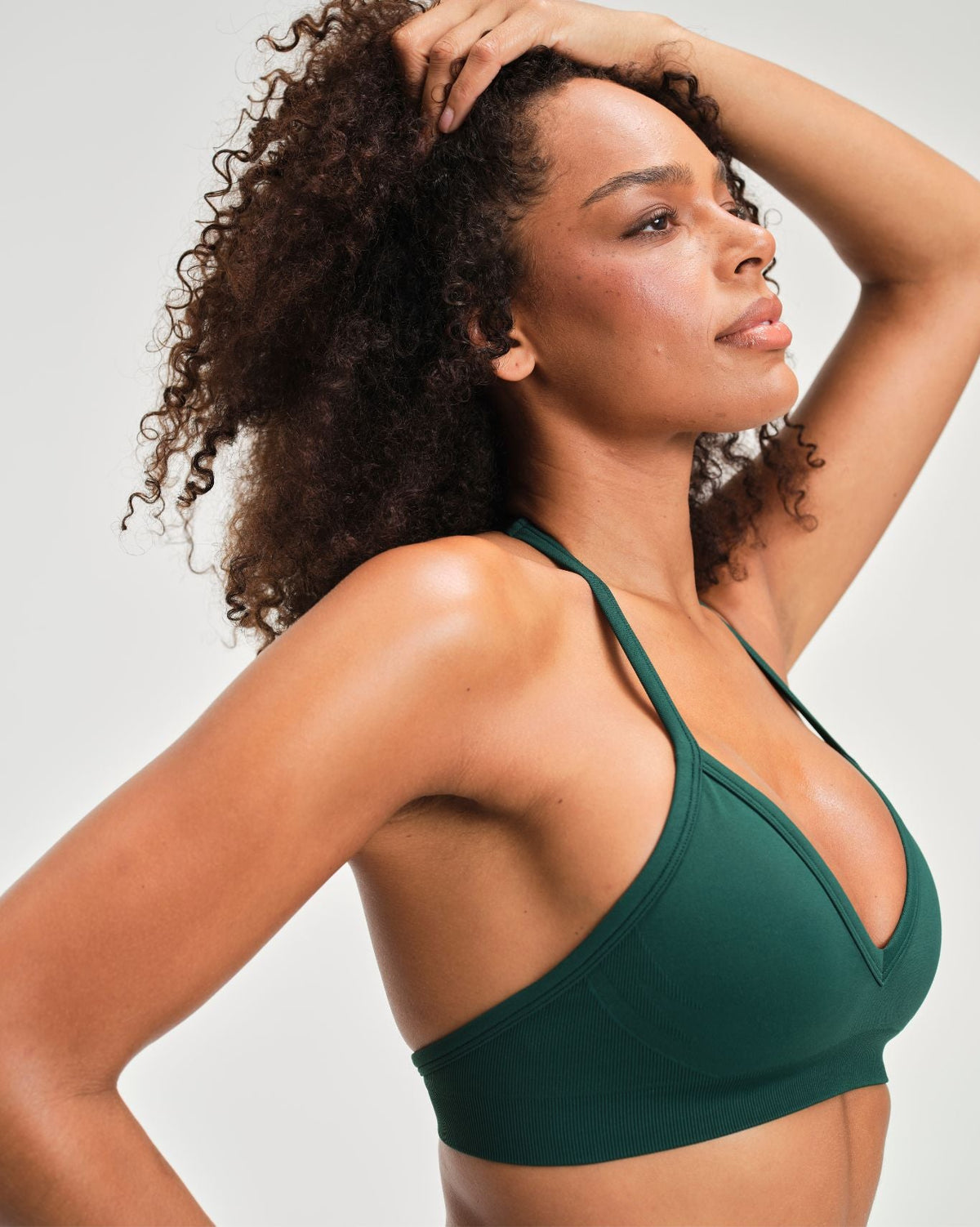 Elevate™ Sculpting Seamless Adjustable Halter Bra | Pine Green