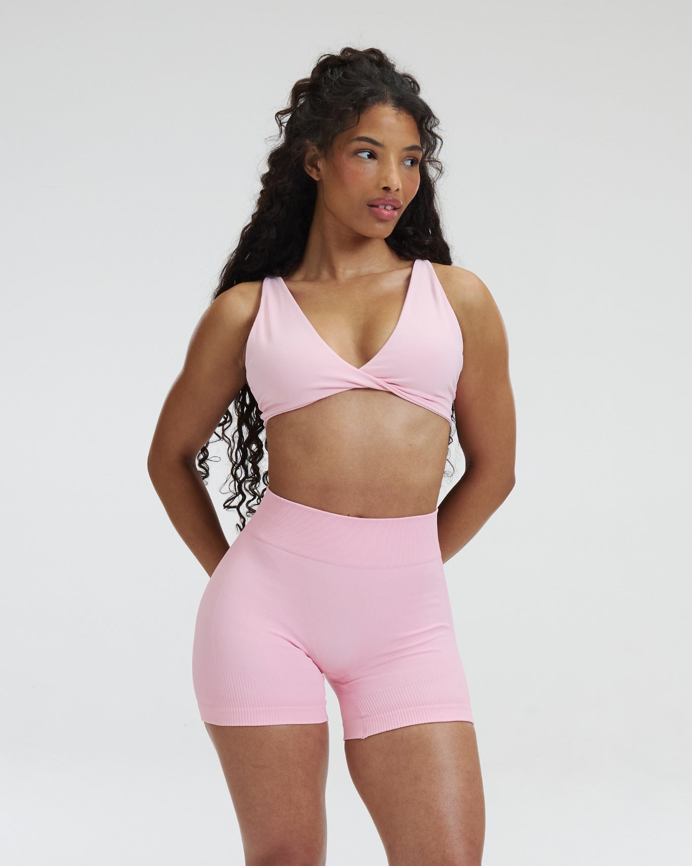 Elevate™ Sculpting Mid Waist Scrunch Shorter Shorts | Cotton Pink