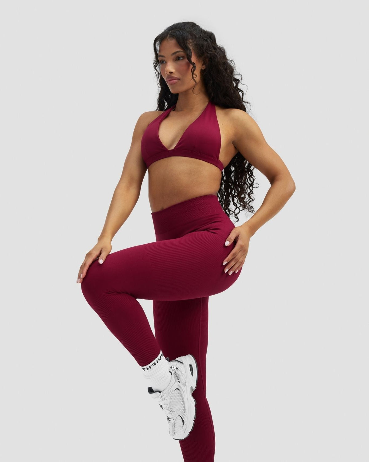 Elevate™ Sculpting Seamless V-Neck Halter Bra | Raspberry