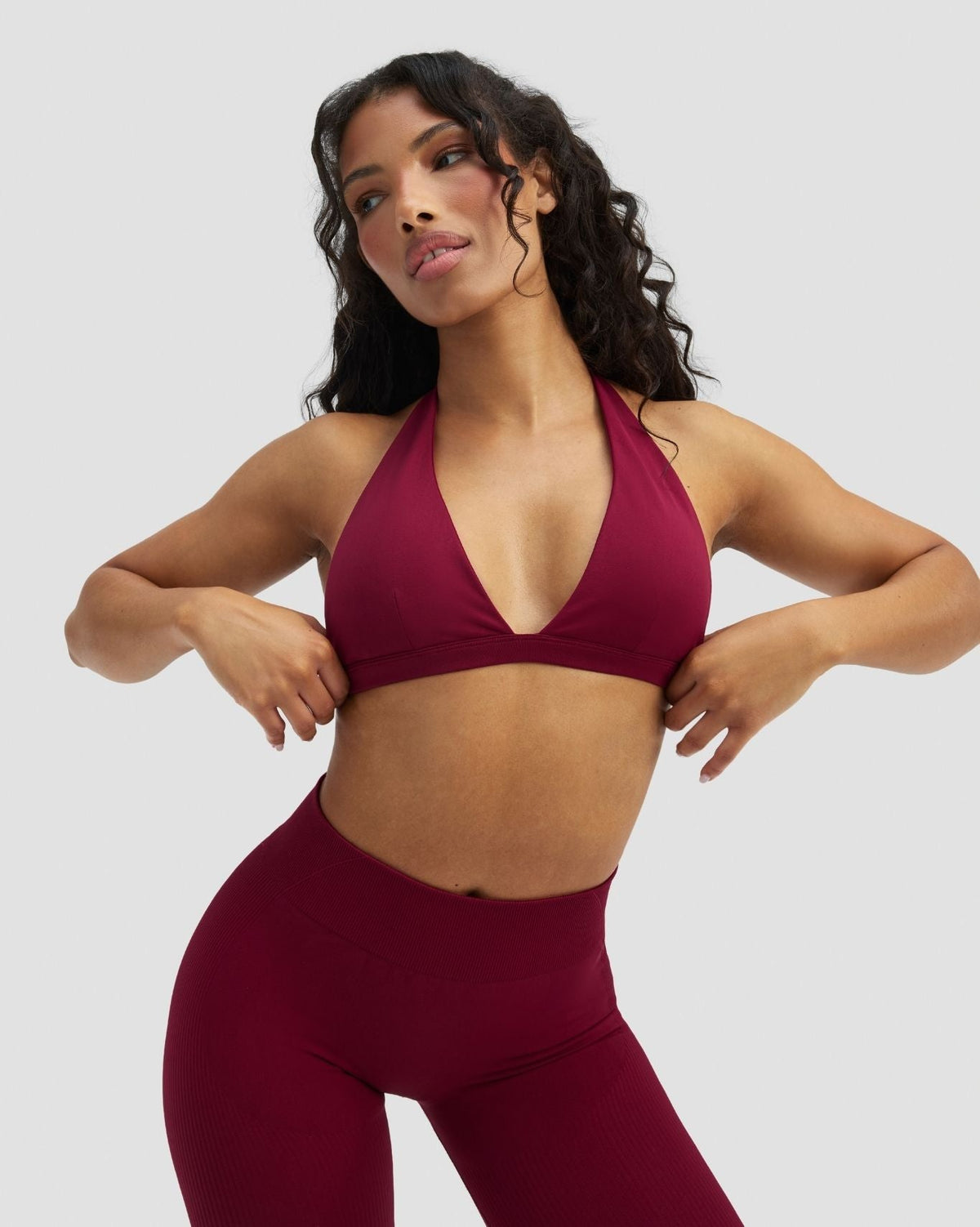 Elevate™ Sculpting Seamless V-Neck Halter Bra | Raspberry