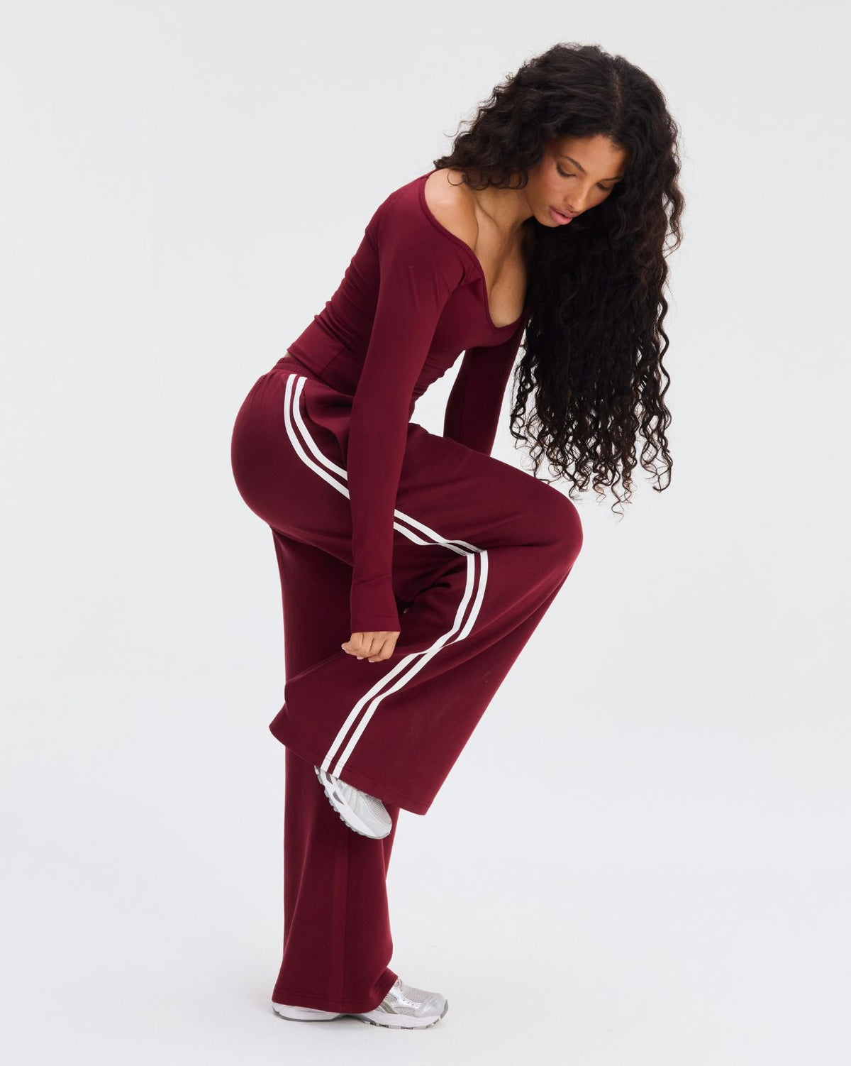 Wide Leg Striped Joggers | Fine Wine