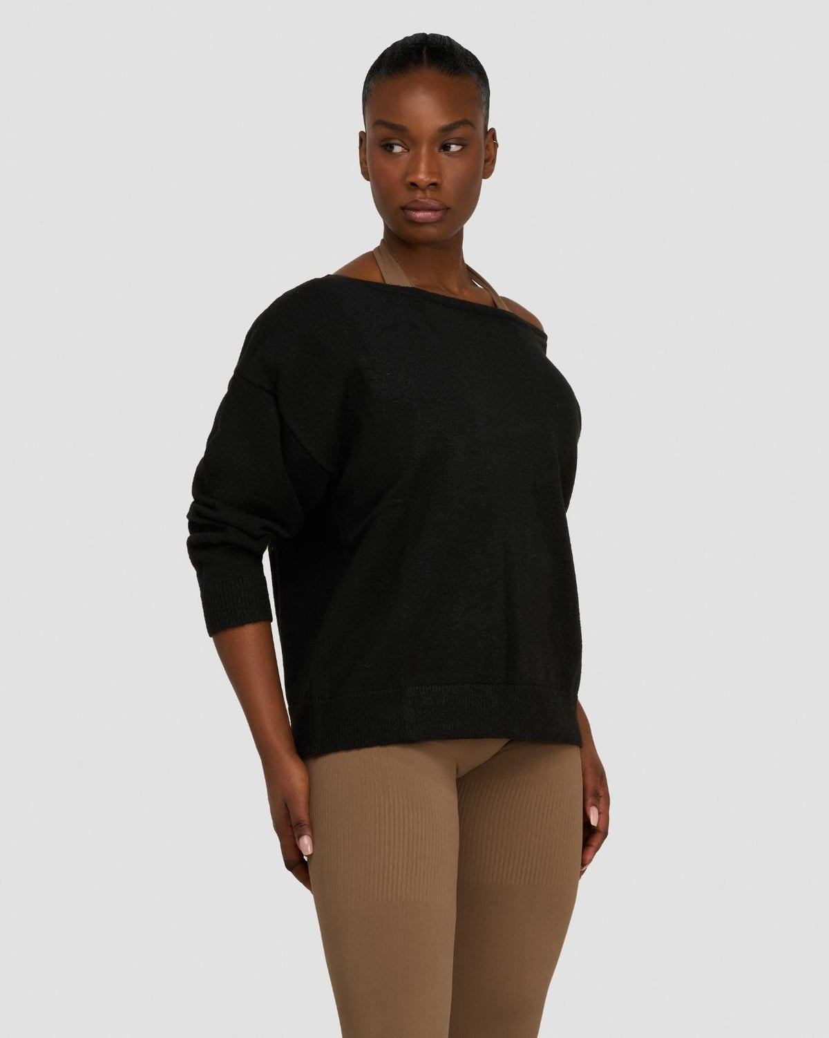 The Essential Collection Off The Shoulder Wool Blend Sweater | Night Black