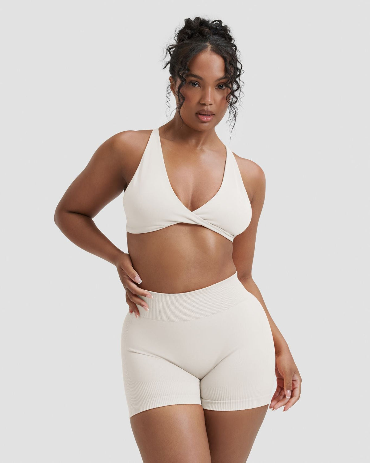 Elevate™ Sculpting Mid Waist Scrunch Shorter Shorts | Cream