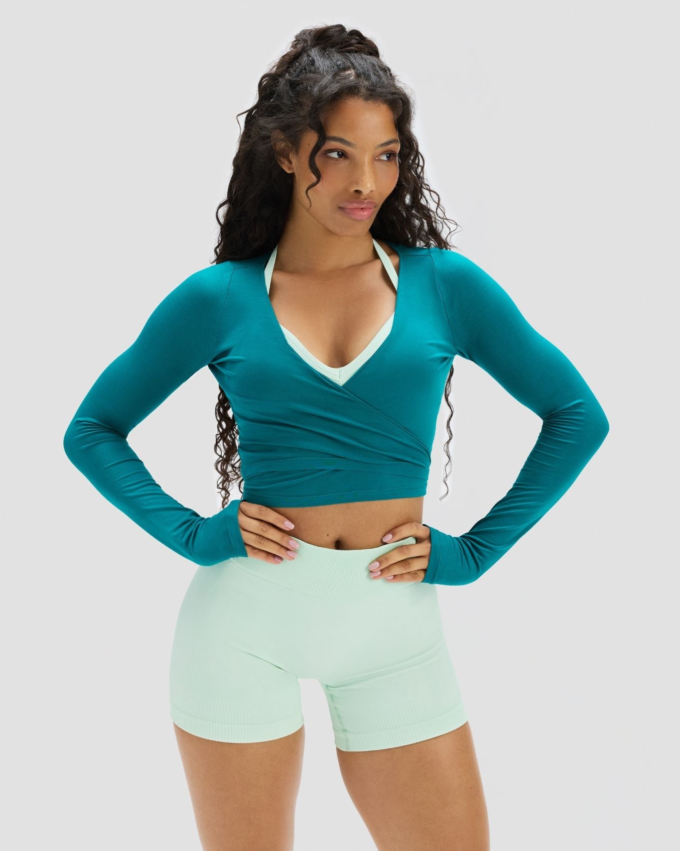 The Essential Collection Sheer Crop Wrap | Harbor Blue