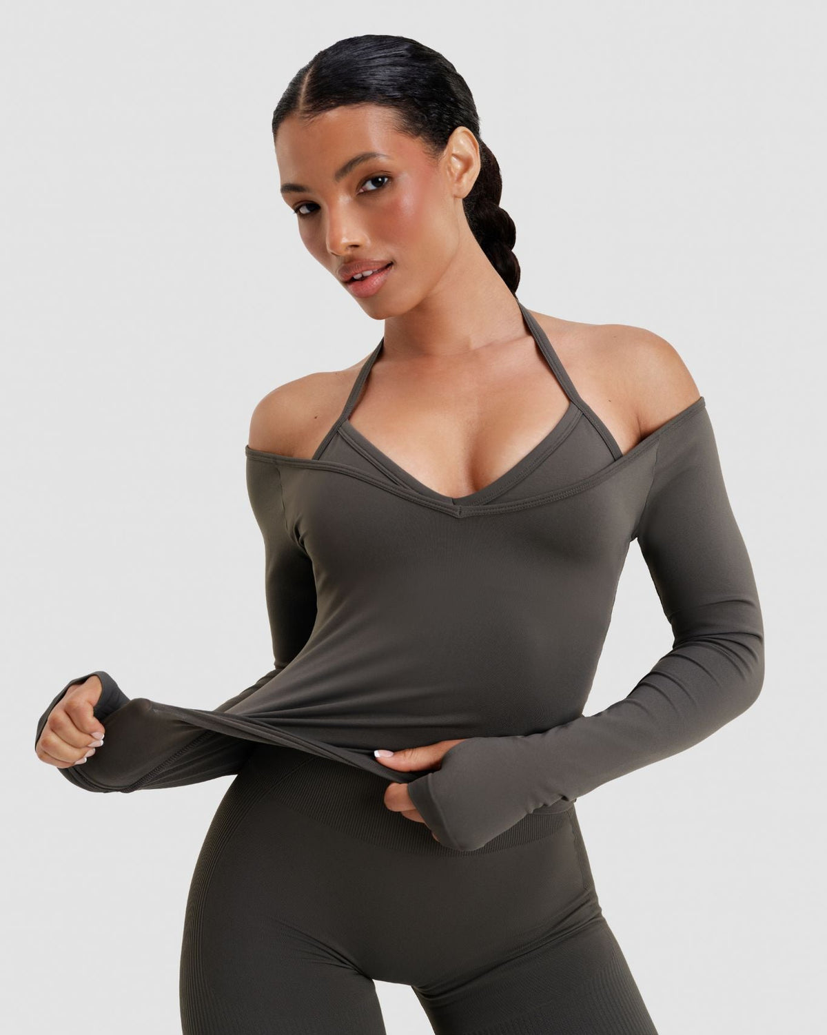 Elevate™ Sculpting Seamless V-Neck Top | Olive Green