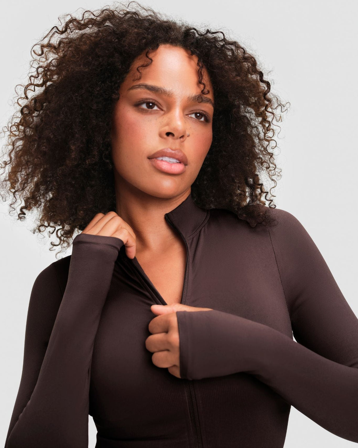 Elevate™ Compression Long Sleeve Jacket | Coffee