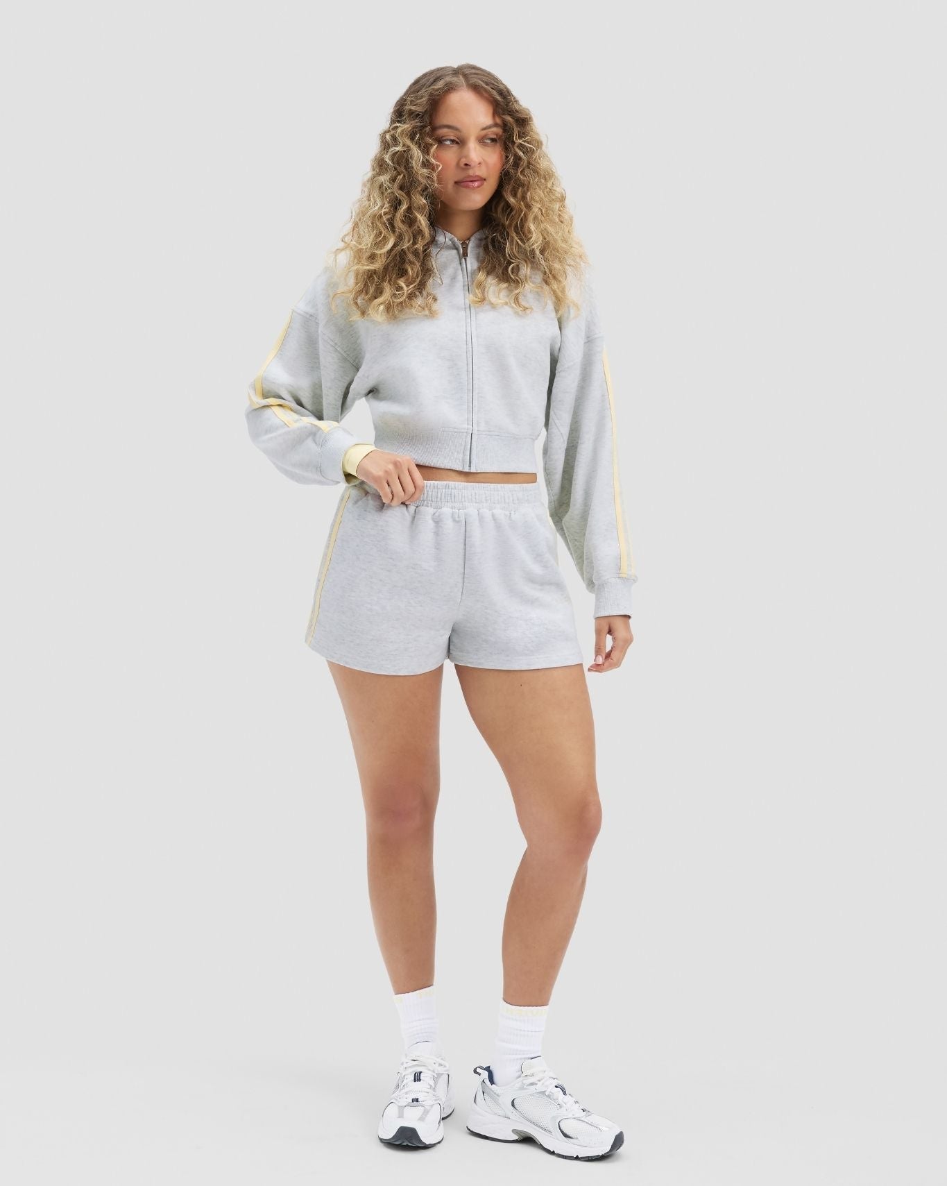 Essential Jersey Stripe Zip Up Jacket | Marl