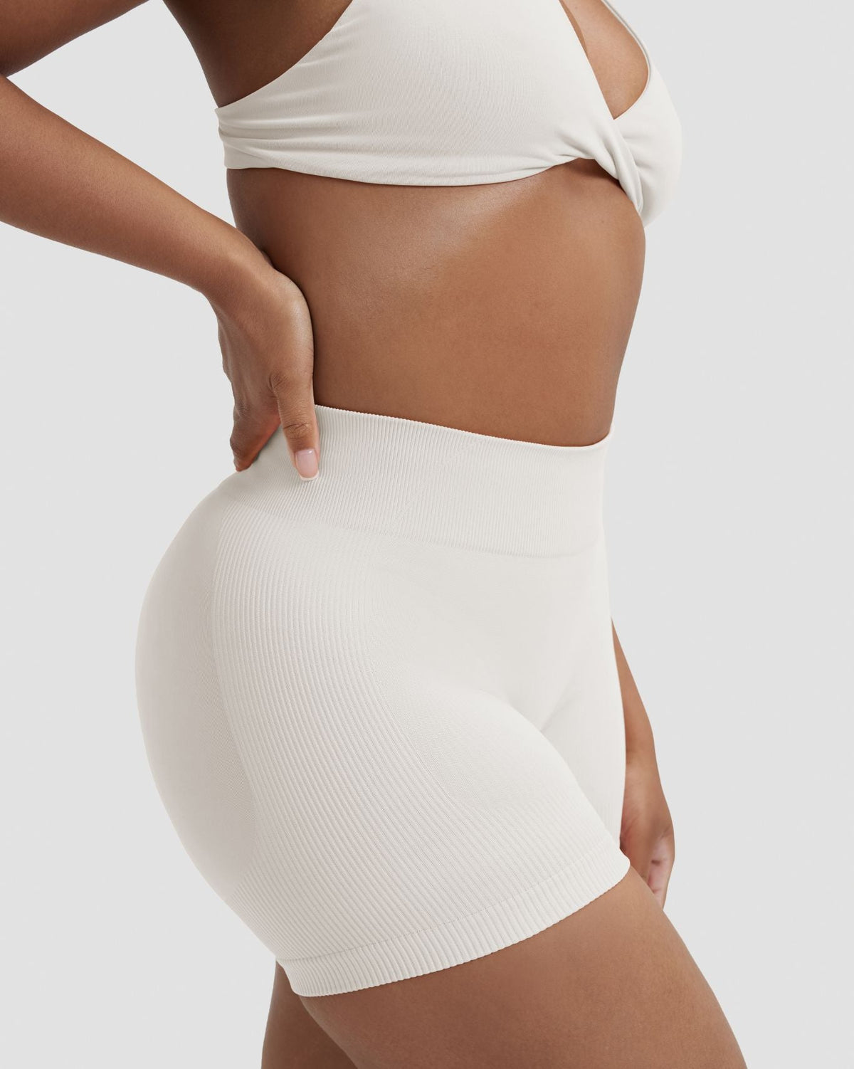 Elevate™ Sculpting Mid Waist Scrunch Shorter Shorts | Cream