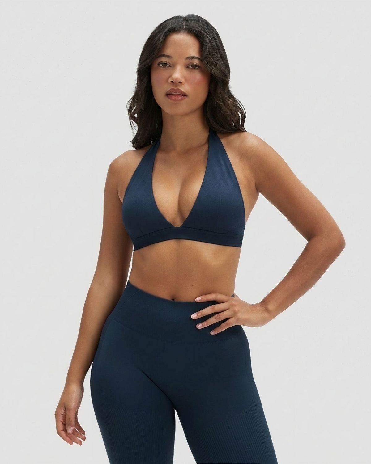 Elevate™ Sculpting Seamless V-Neck Halter Bra | Midnight Navy
