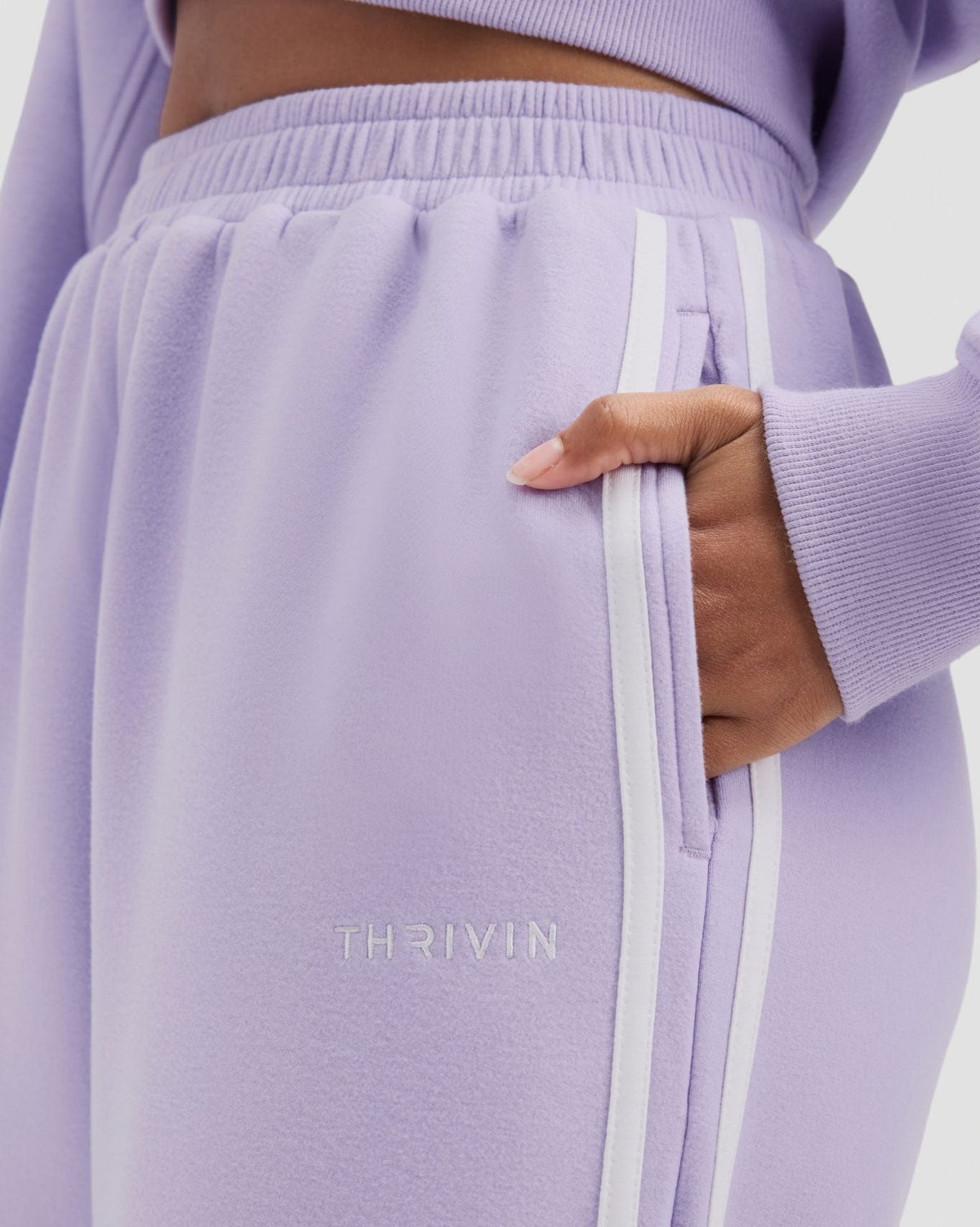Essential Jersey Stripe Joggers | Lilac