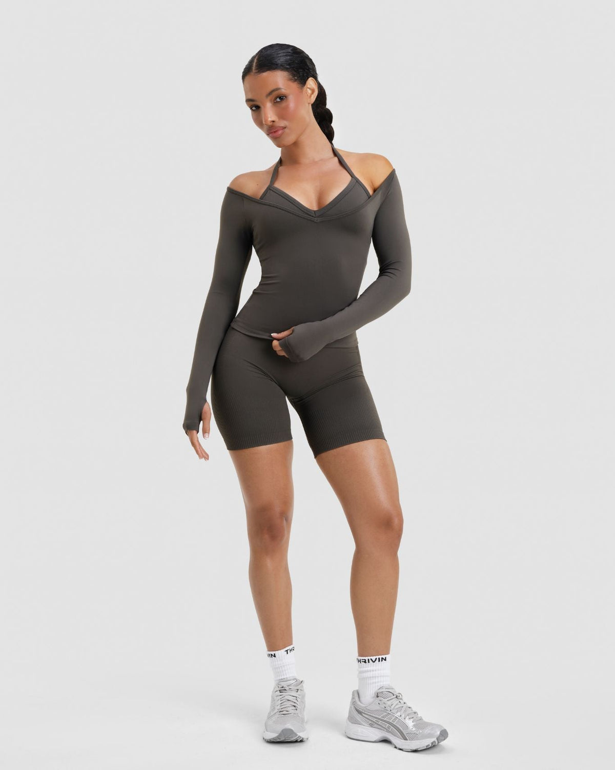 Elevate™ Sculpting Seamless V-Neck Top | Olive Green