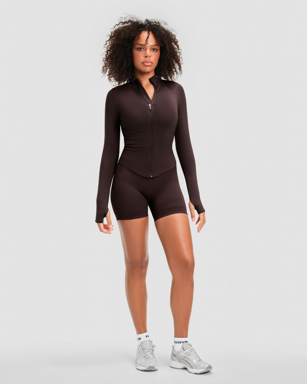 Elevate™ Compression Long Sleeve Jacket | Coffee