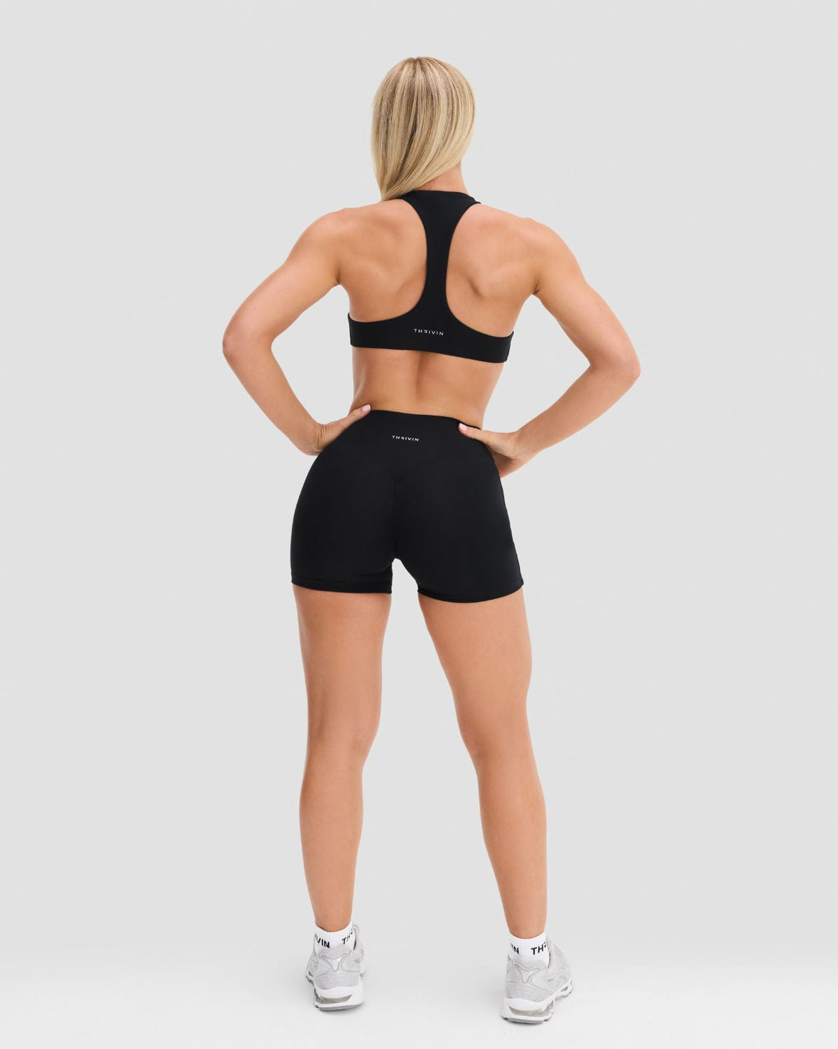 Essence Stripe Racer Back Sports Bra | Night Black