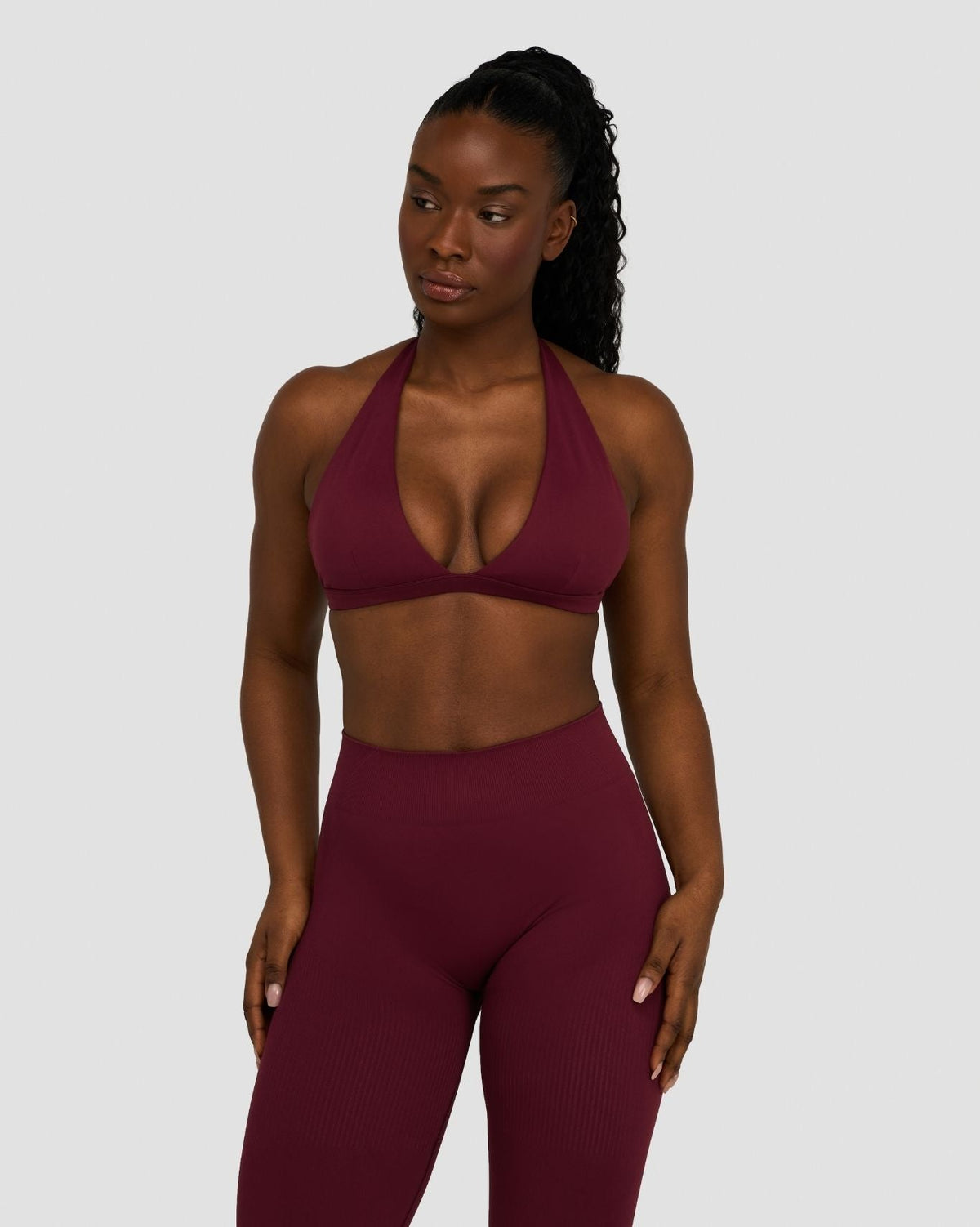 Elevate™ Sculpting Seamless V-Neck Halter Bra | Merlot
