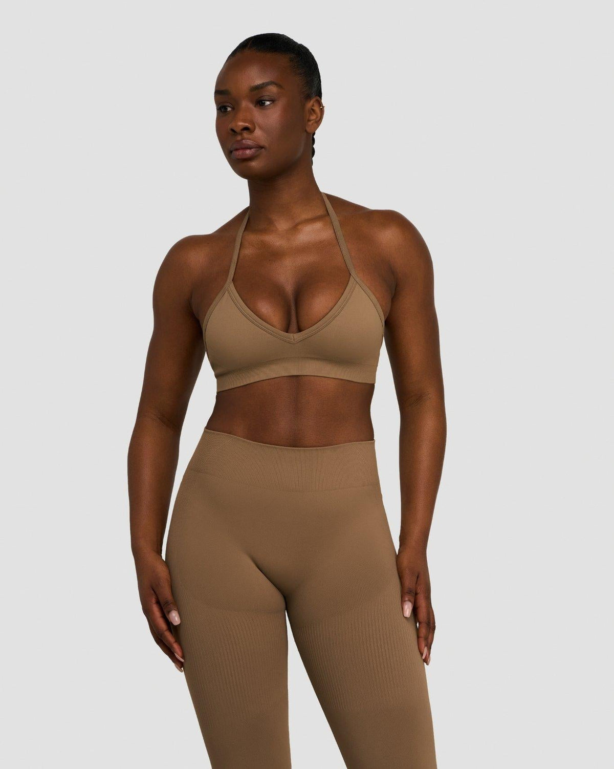 Elevate™ Sculpting Seamless Adjustable Halter Bra | Toffee