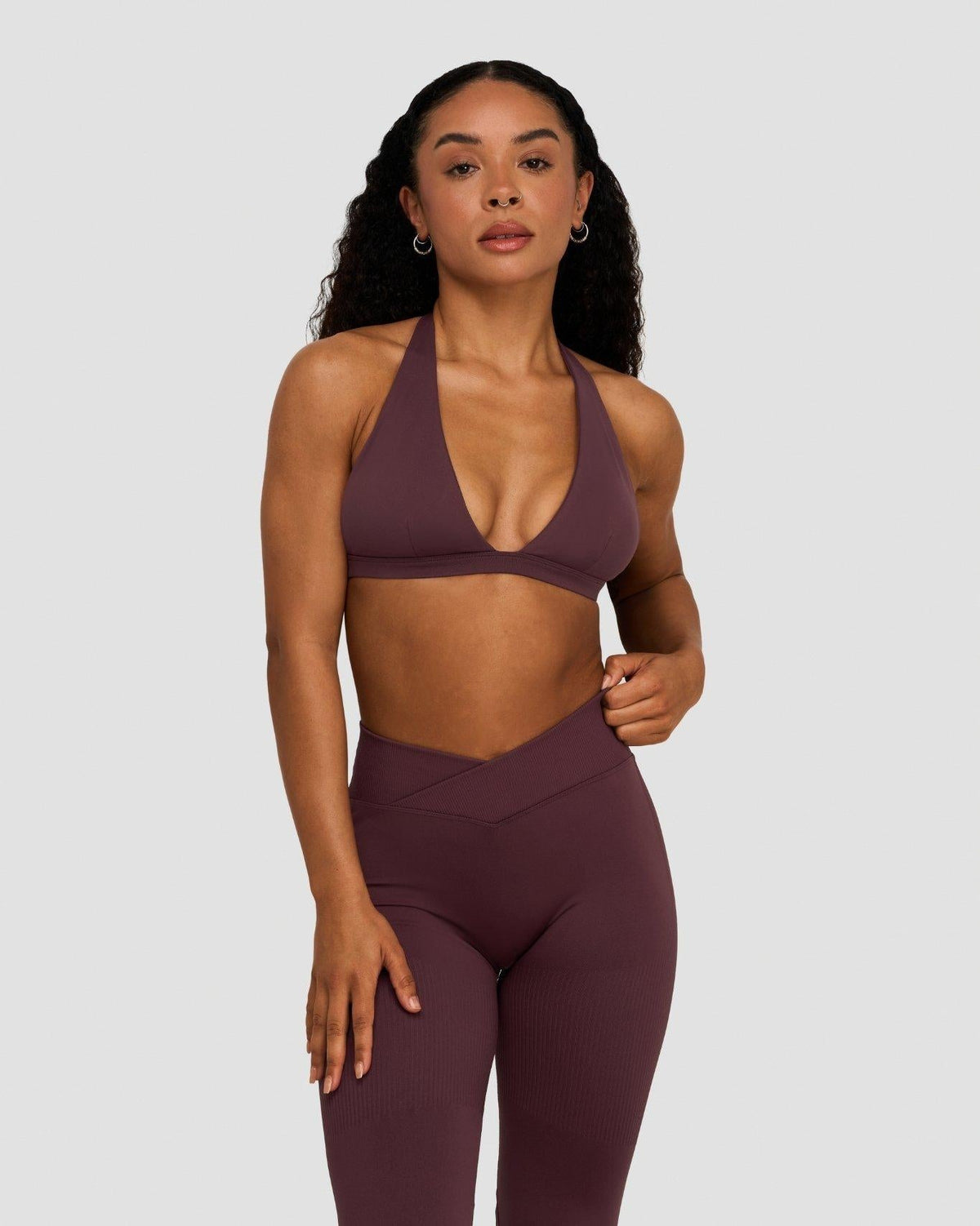 Elevate™ Sculpting Seamless V-Neck Halter Bra | Dark Mauve
