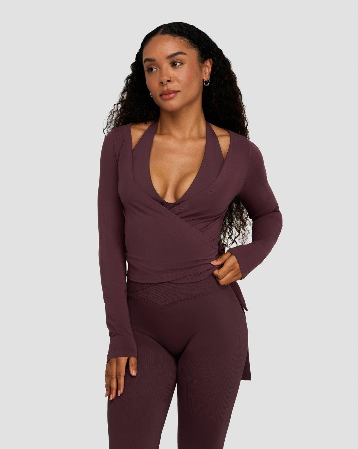 The Essential Collection Wrap Top | Dark Mauve