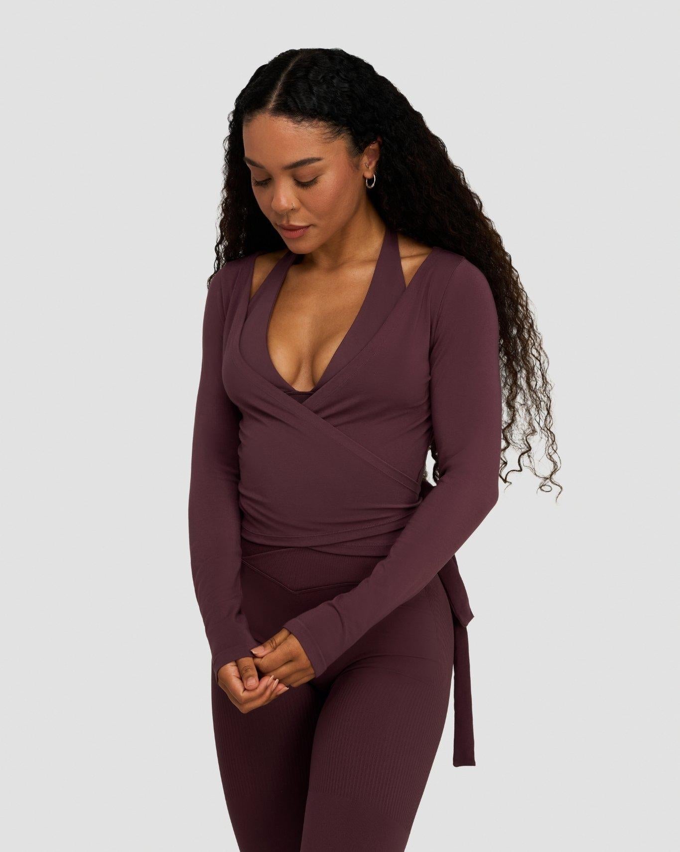 The Essential Collection Wrap Top | Dark Mauve