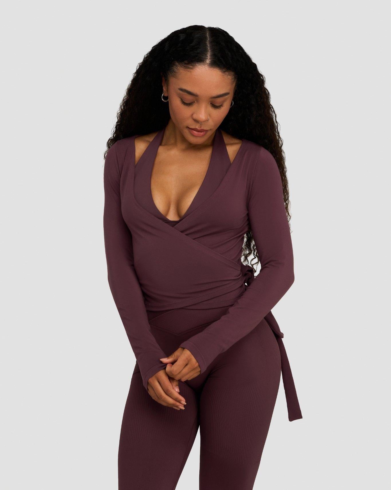The Essential Collection Wrap Top | Dark Mauve