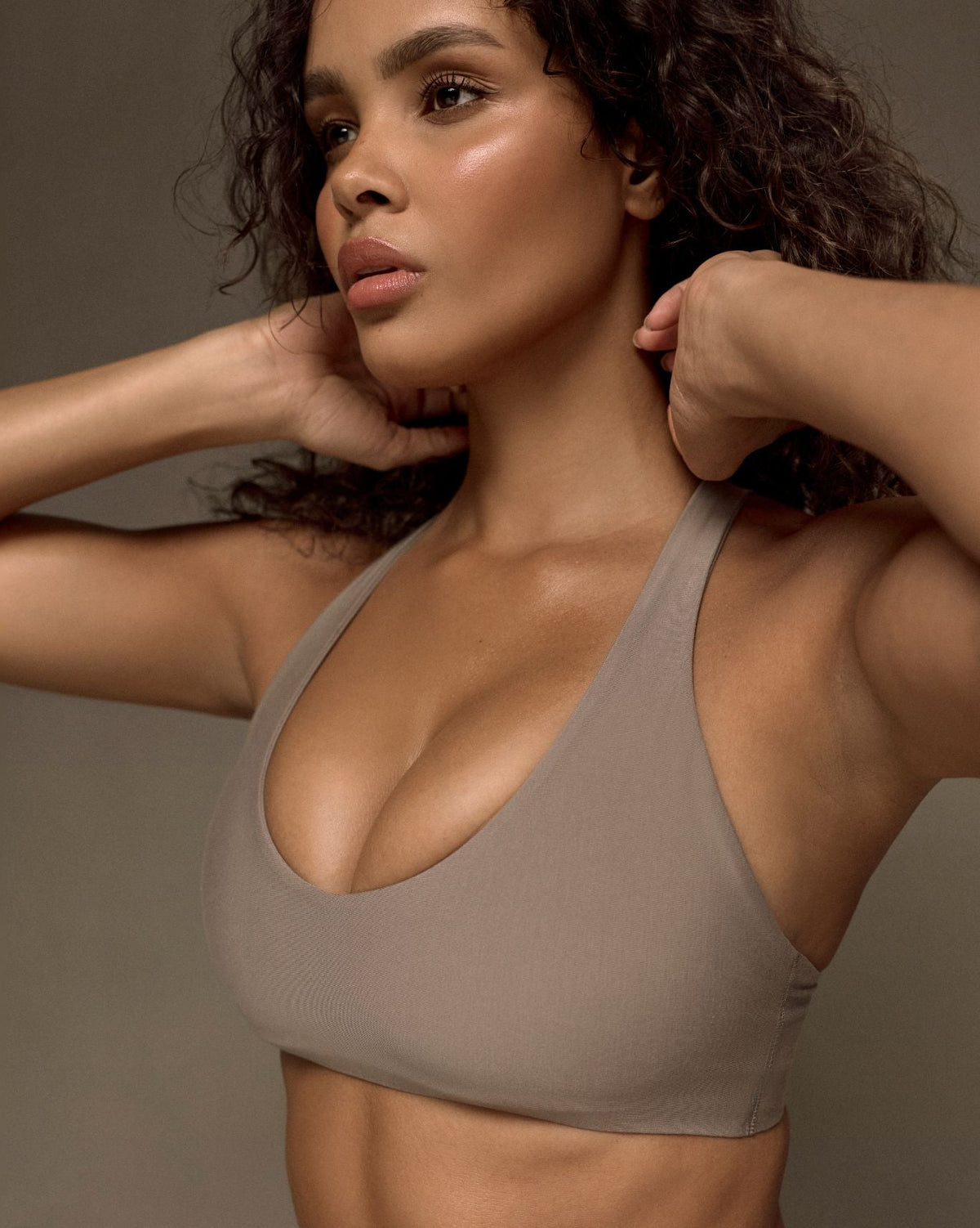 Essence Racer Back Sports Bra | Latte