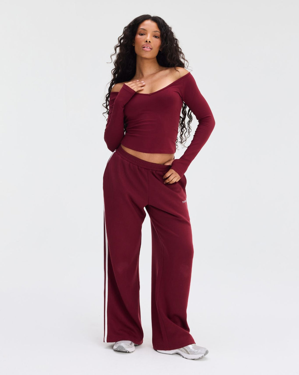 Wide Leg Striped Joggers | Fine Wine