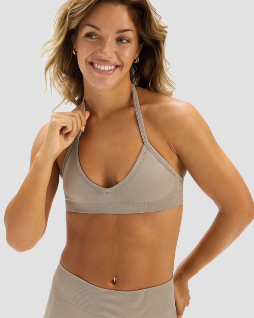 Elevate™ Sculpting Seamless Adjustable Halter Bra | Latte