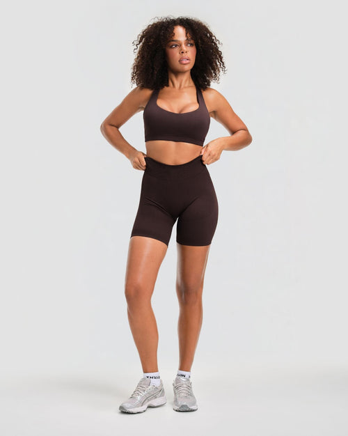 Elevate™ Sculpting Mid Waist Scrunch Shorts | Coffee
