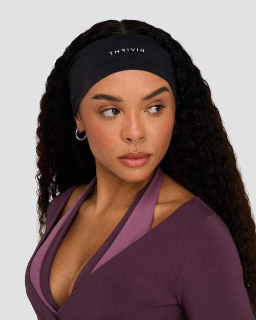 The Essential Collection Chrome Logo Headband | Night Black