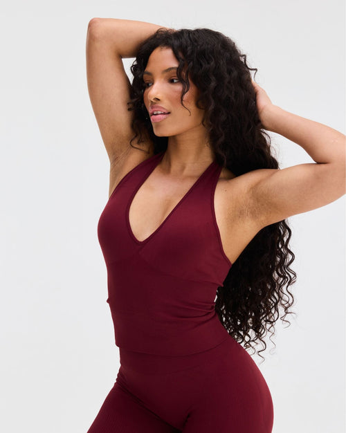Elevate™ Sculpting Seamless Halterneck Top | Fine Wine