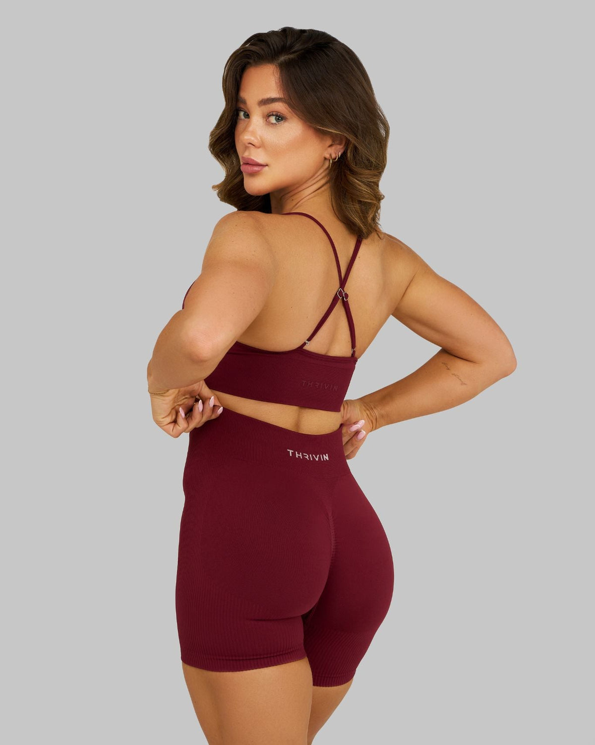 Elevate™ Sculpting Mid Waist Scrunch Shorts | Fine Wine