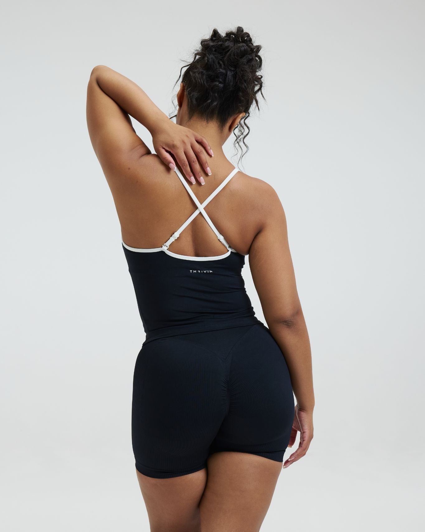 Elevate™ Outline Cross Back Tank Top | Night Black