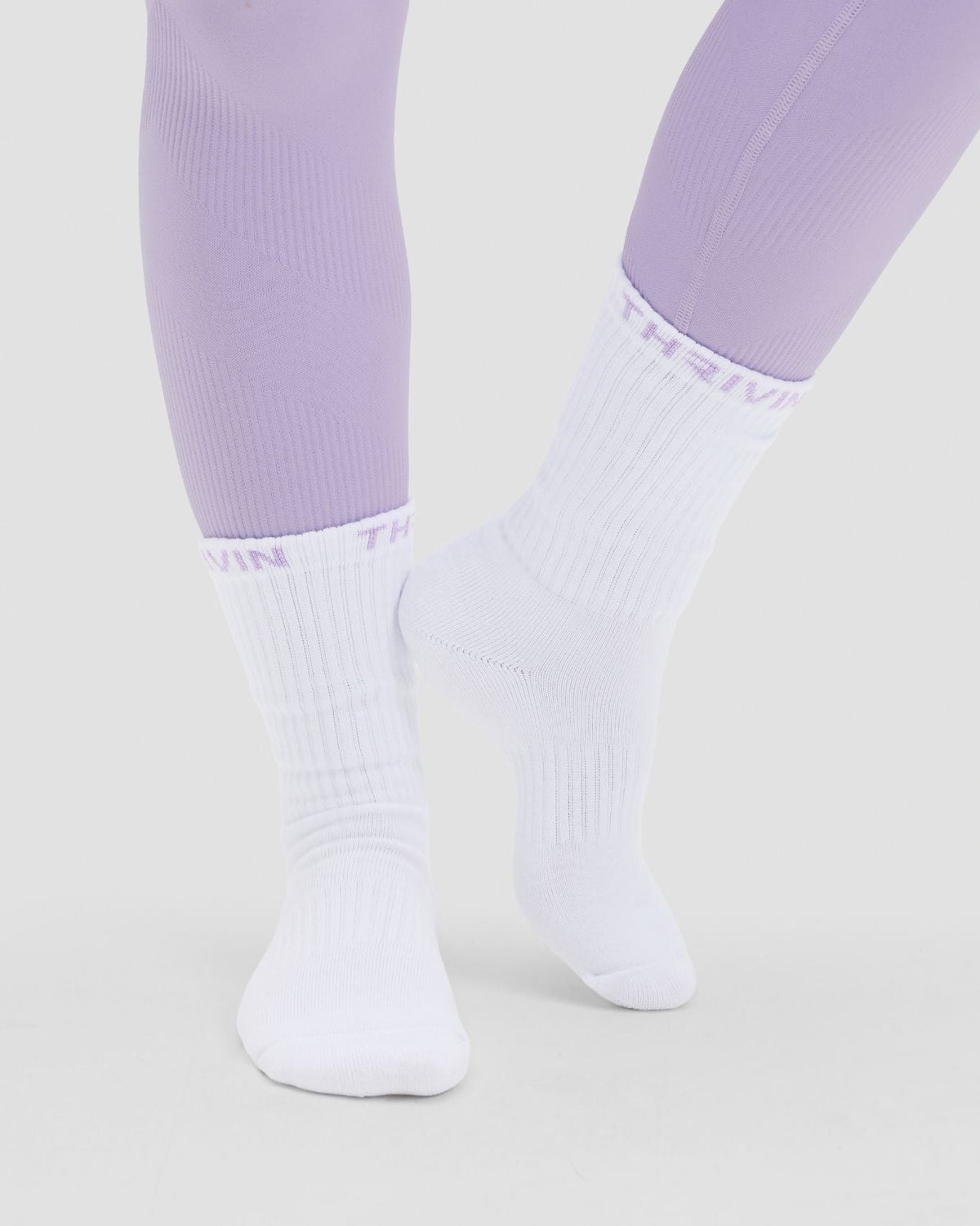 THRIVIN Long Crew Socks | Lilac