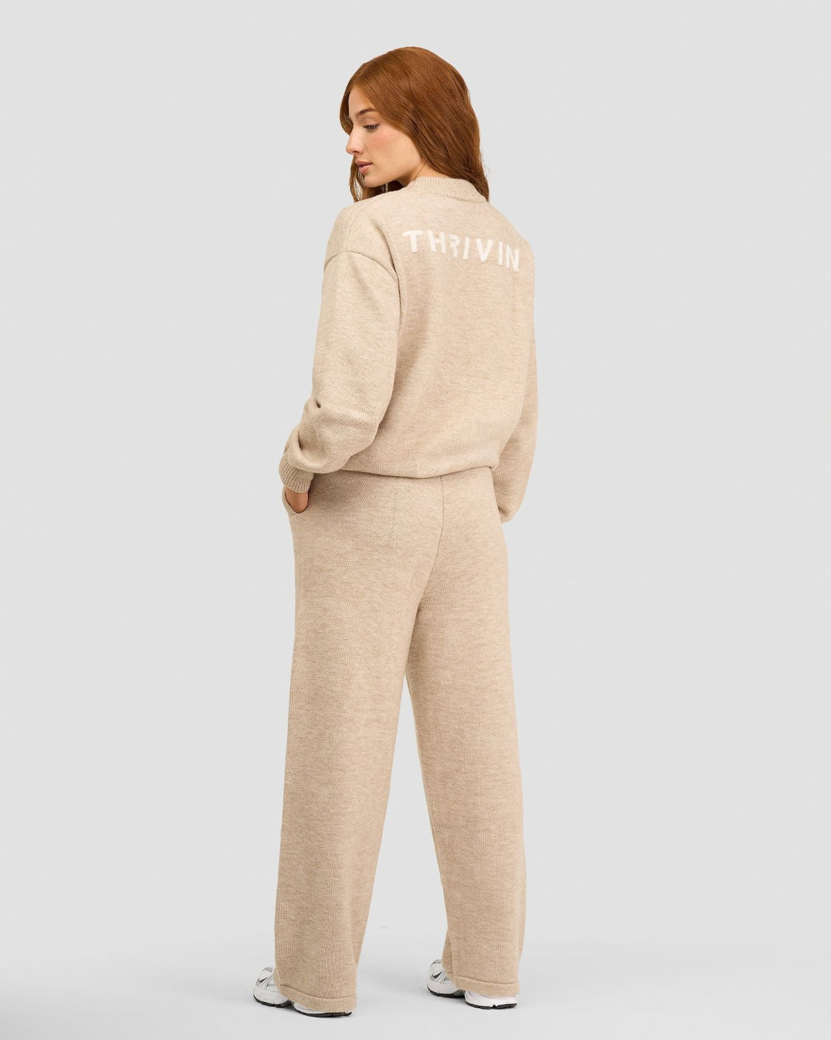 Essential Knitted Wide Leg Trouser | Oat