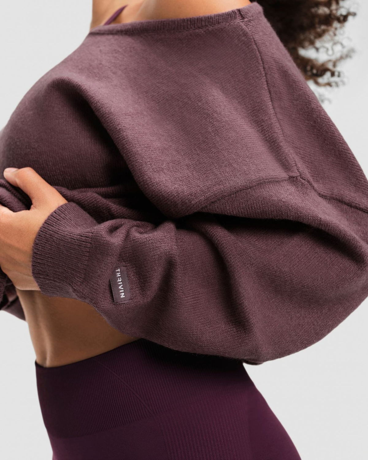 The Essential Collection Off The Shoulder Wool Blend Sweater | Dark Mauve