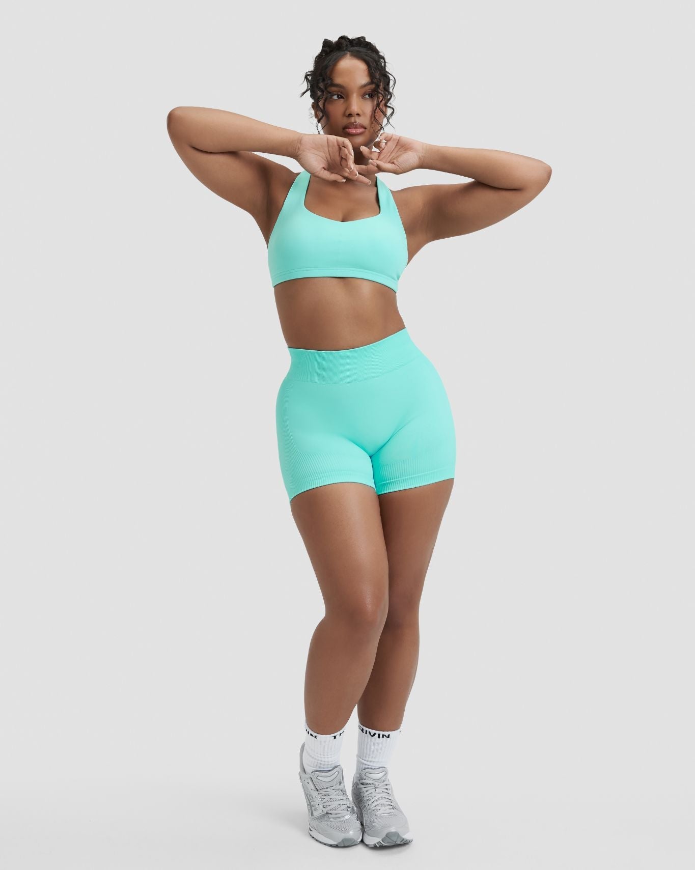 Elevate™ Sculpting Mid Waist Scrunch Shorter Shorts | Clear Tides