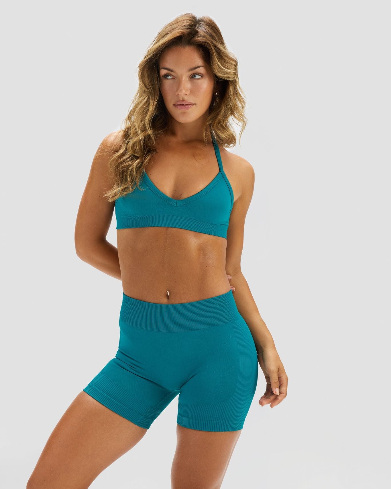 Elevate™ Sculpting Mid Waist Scrunch Shorter Shorts | Harbor Blue