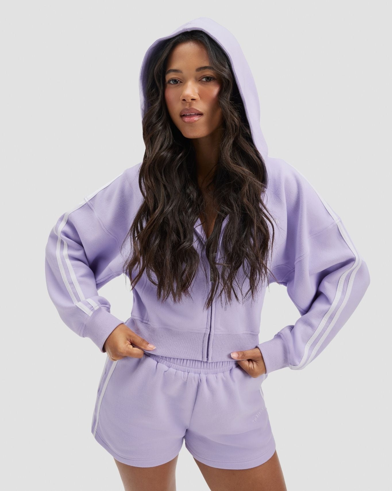 Essential Jersey Stripe Zip Up Jacket | Lilac