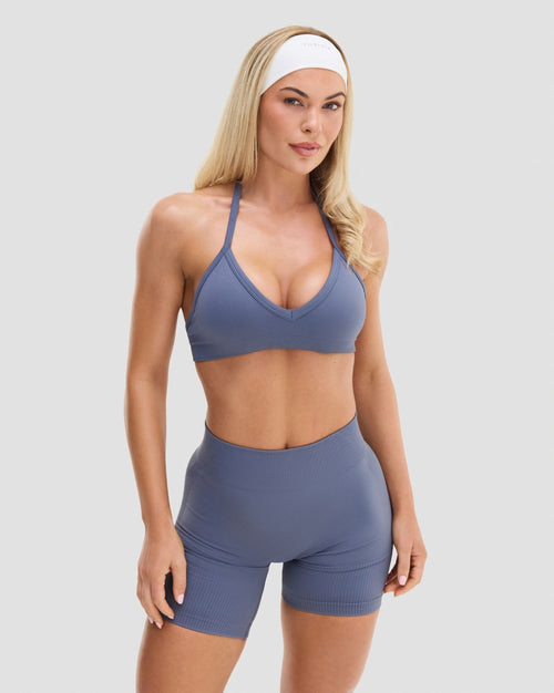 Elevate™ Sculpting Seamless Adjustable Halter Bra | Steel Blue