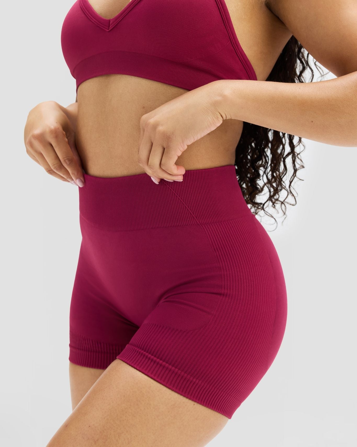 Elevate™ Sculpting Mid Waist Scrunch Shorter Shorts | Cherry Berry