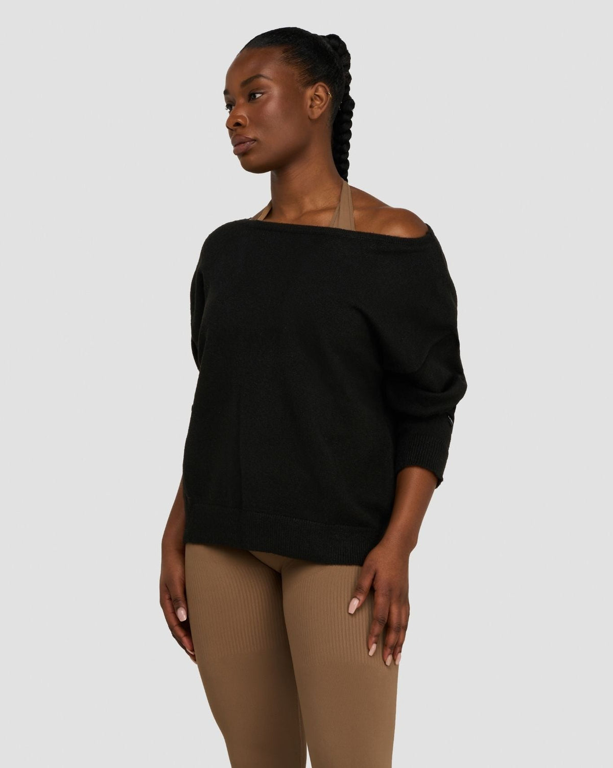 The Essential Collection Off The Shoulder Wool Blend Sweater | Night Black