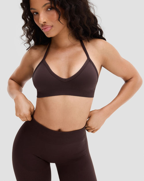 Elevate™ Sculpting Seamless Adjustable Halter Bra | Coffee