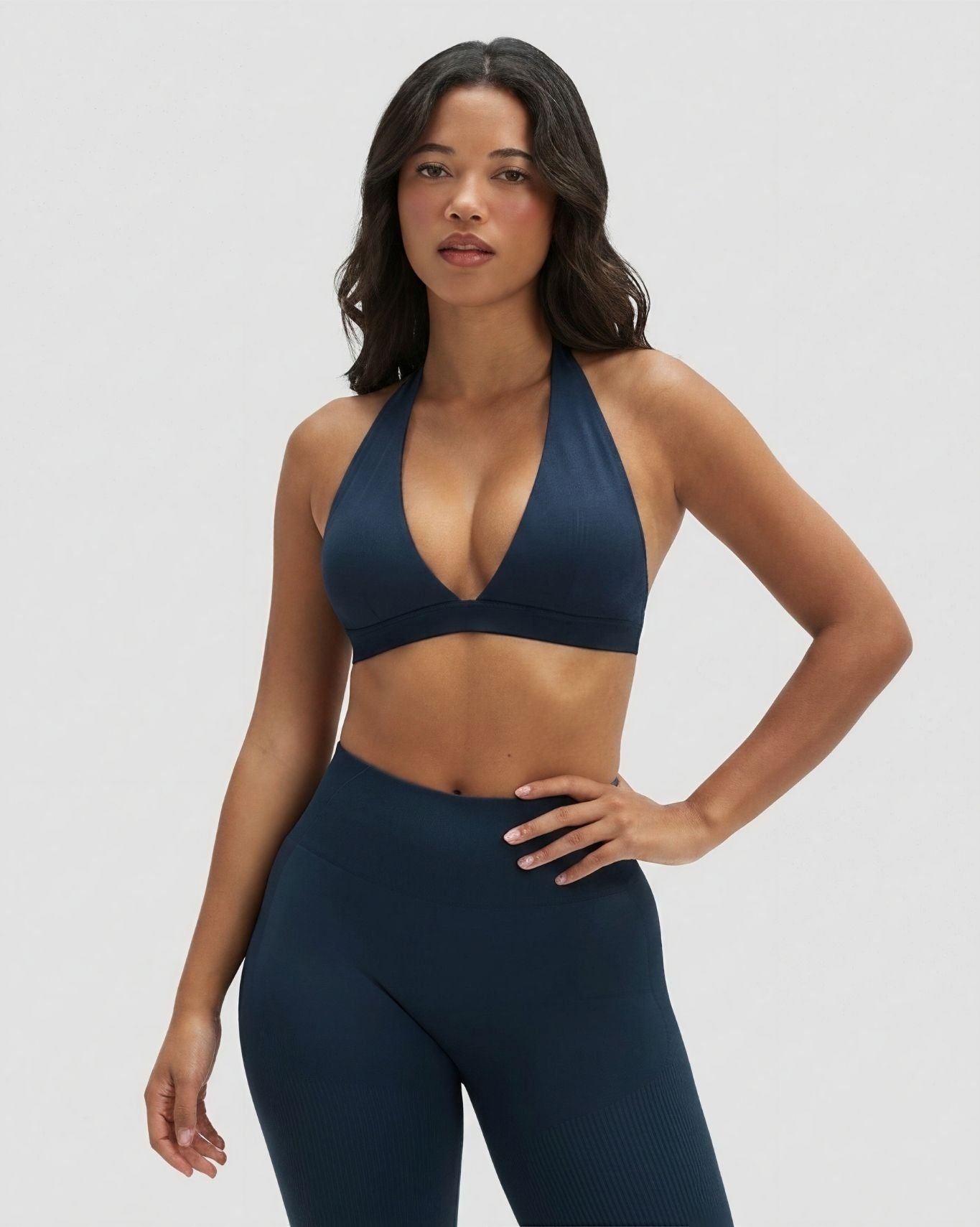 Elevate™ Sculpting Seamless V-Neck Halter Bra | Midnight Navy