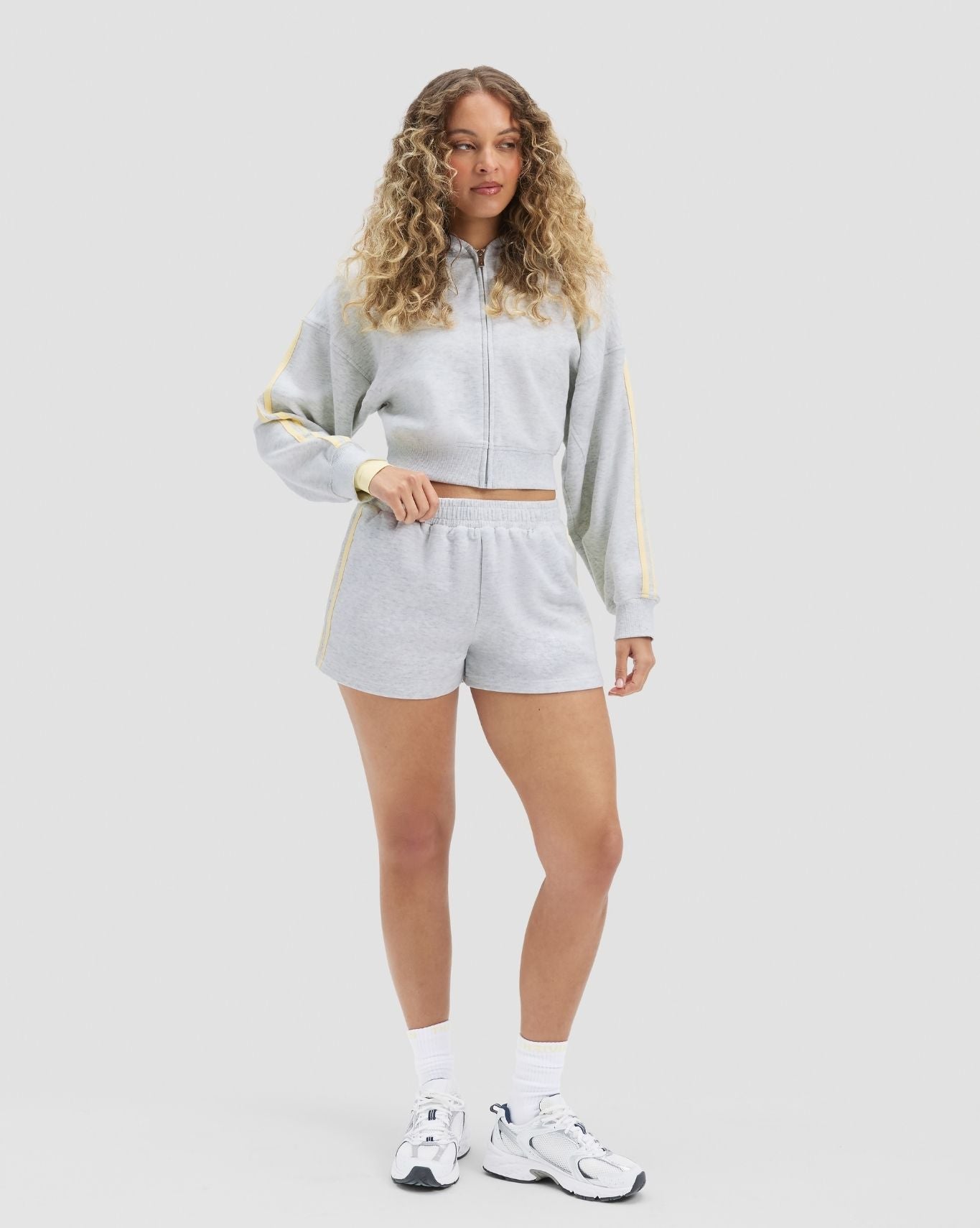 Essential Jersey Stripe Zip Up Jacket | Marl