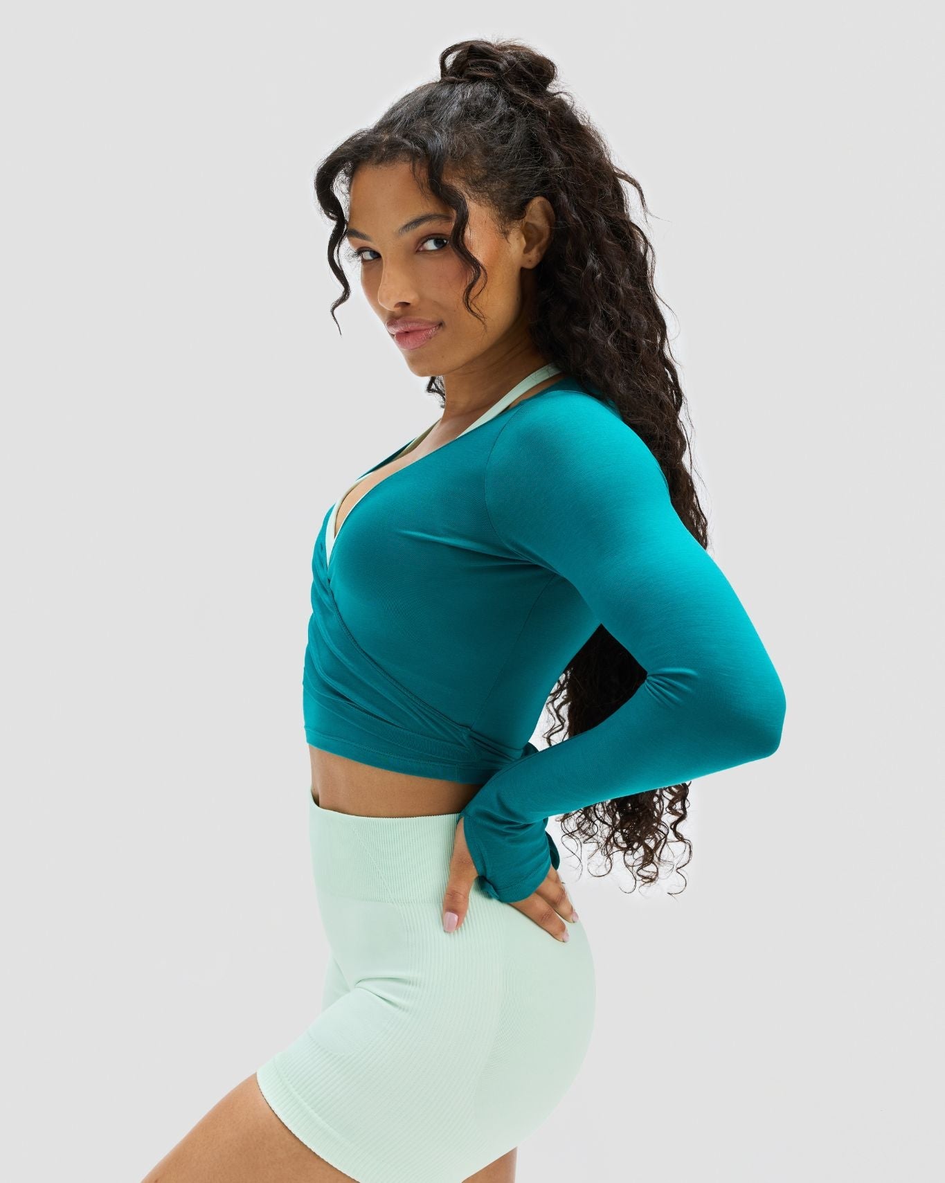 The Essential Collection Sheer Crop Wrap | Harbor Blue