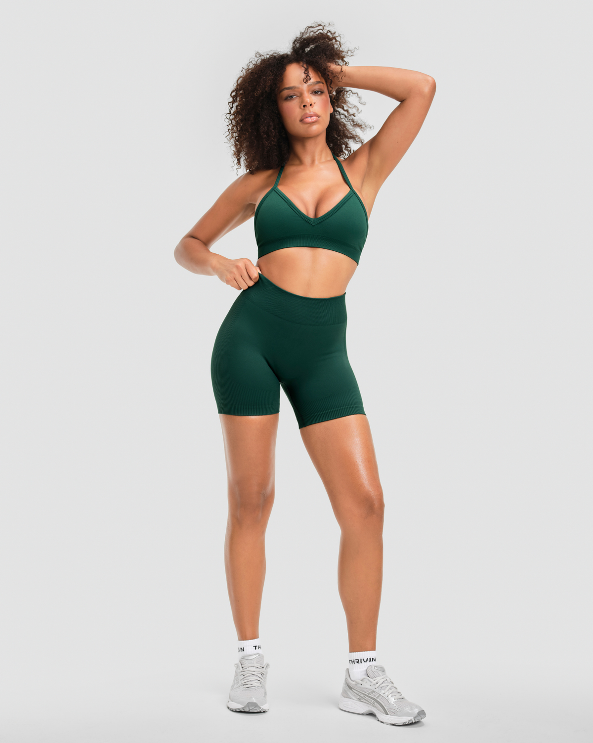 Elevate™ Sculpting Mid Waist Scrunch Shorter Shorts | Pine Green