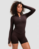 Elevate™ Compression Long Sleeve Jacket | Coffee