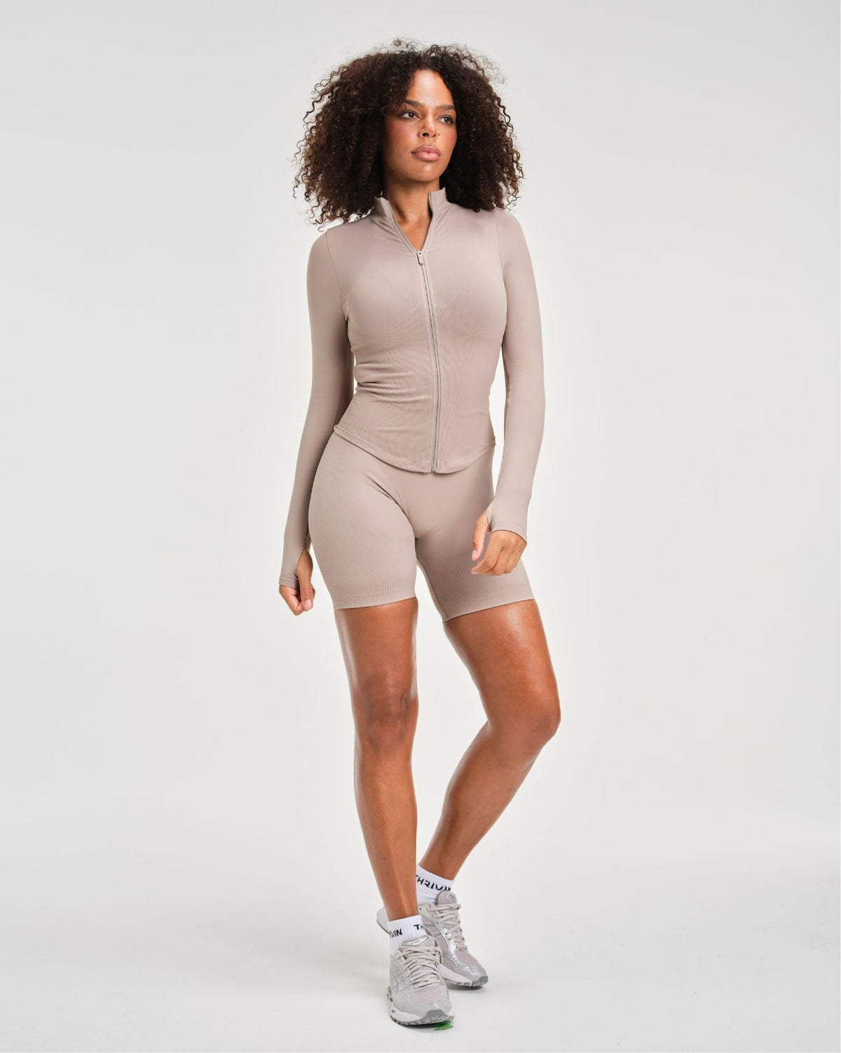 Elevate™ Compression Long Sleeve Jacket | Latte