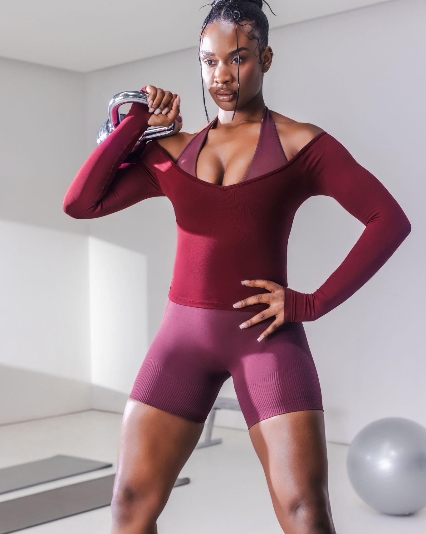 Elevate™ Sculpting Seamless V-Neck Top | Merlot